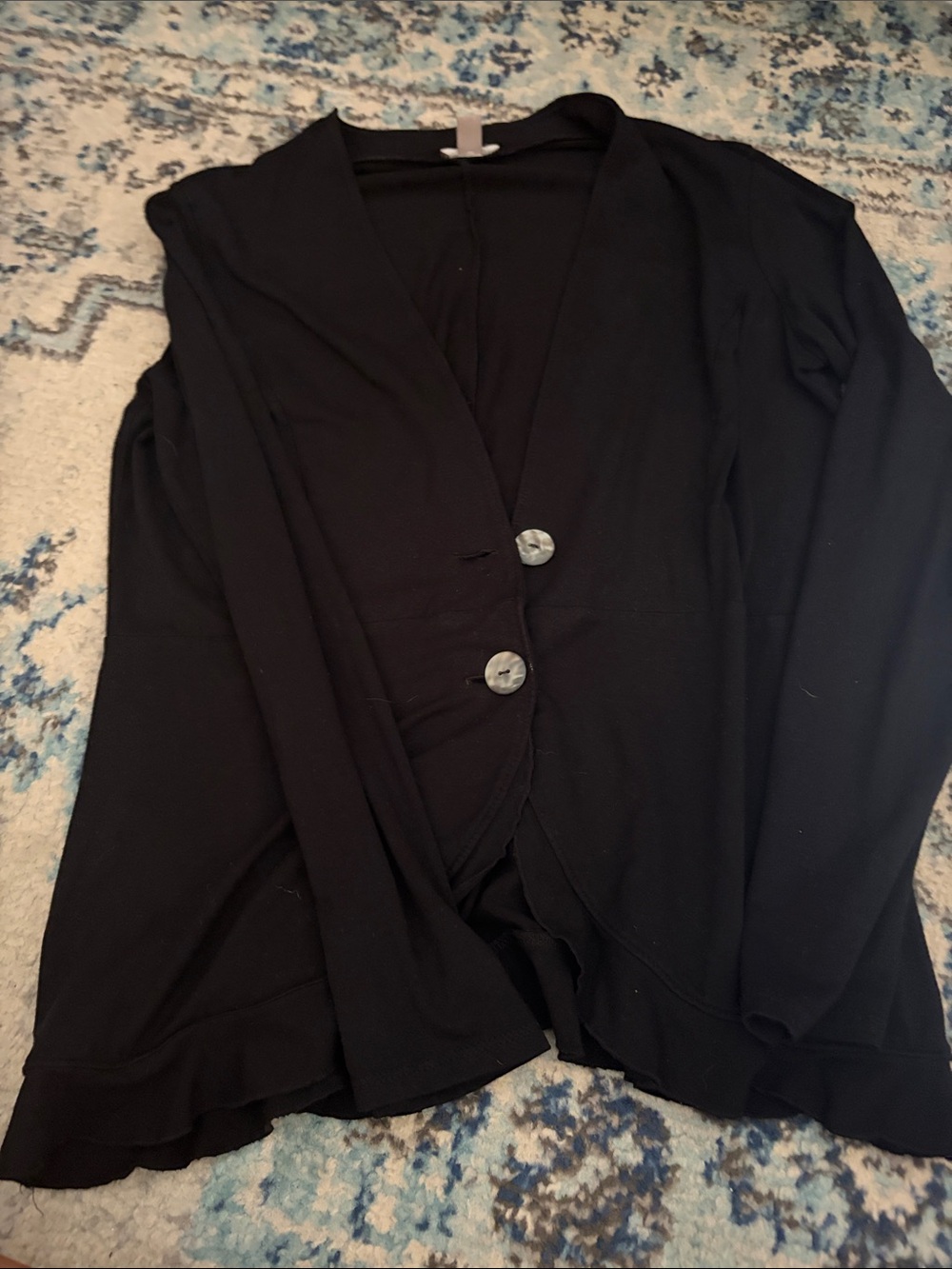 J. Jill Black Button-Front Knit Cardigan